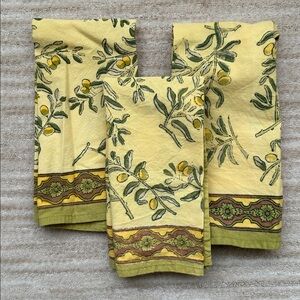 Set of 3 Couleur Nature Olive Tree Napkins Yellow/Green Designed by Bruno Lamy